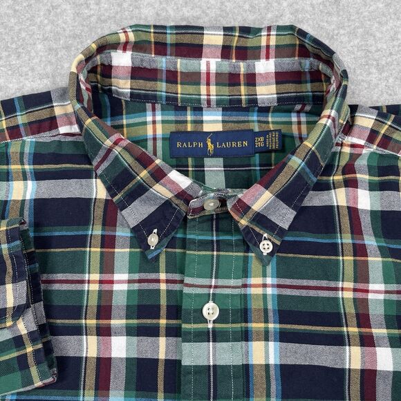 Polo Ralph Lauren Shirt Mens 2XB Big Long Sleeve Button Down Plaid Chest Pockets - Picture 8 of 13